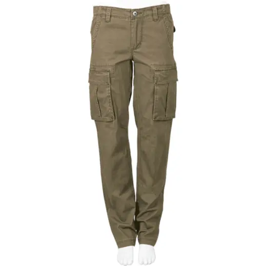 Ladies Heritage Slim Fit Cargo Trousers Khaki Front